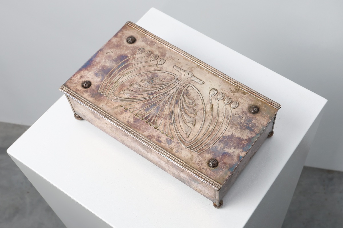 Coffret Jugendstil argenté à couvercle gravé, par Carl Deffner, Allemagne, vers 1910.-photo-2