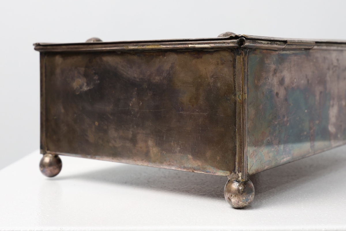 Coffret Jugendstil argenté à couvercle gravé, par Carl Deffner, Allemagne, vers 1910.-photo-5