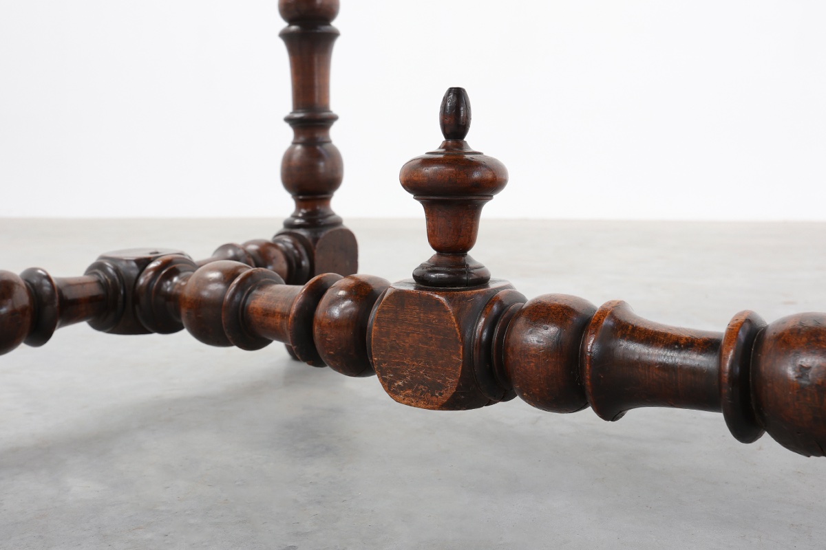 French Louis XIII Walnut Side Table With Drawer And Turned Legs, Circa 1850-photo-4