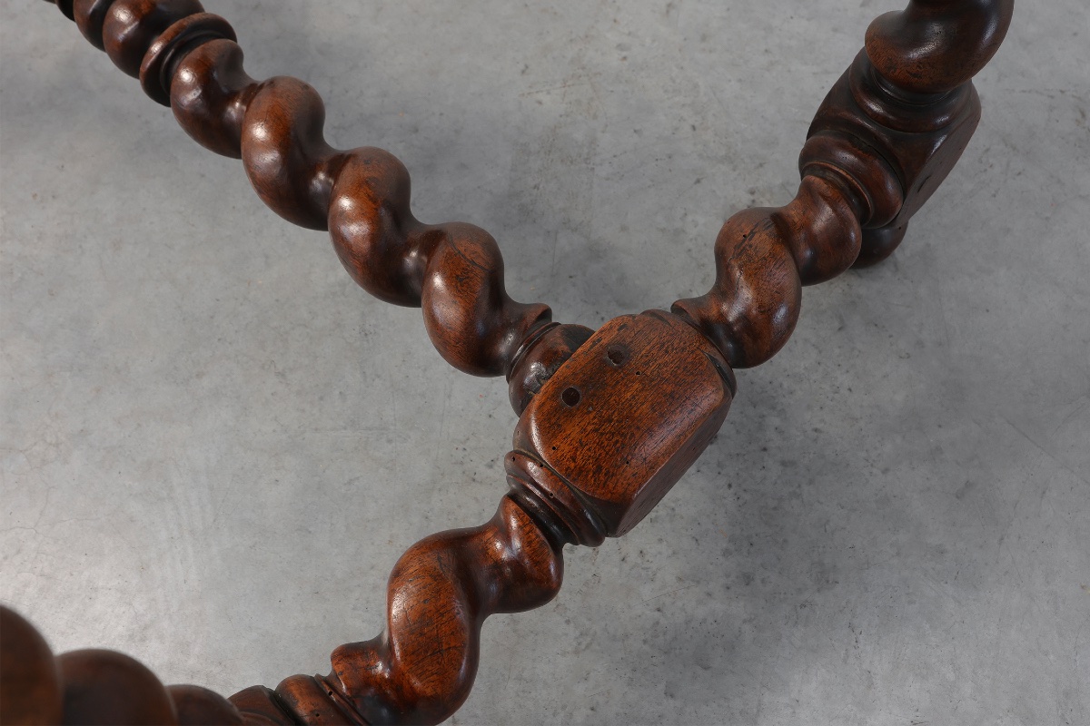 French Barley Twist Walnut Side Table With Drawer, Circa 1880-photo-5