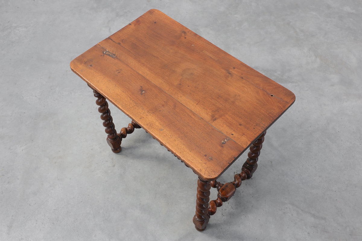 French Barley Twist Walnut Side Table With Drawer, Circa 1880-photo-6