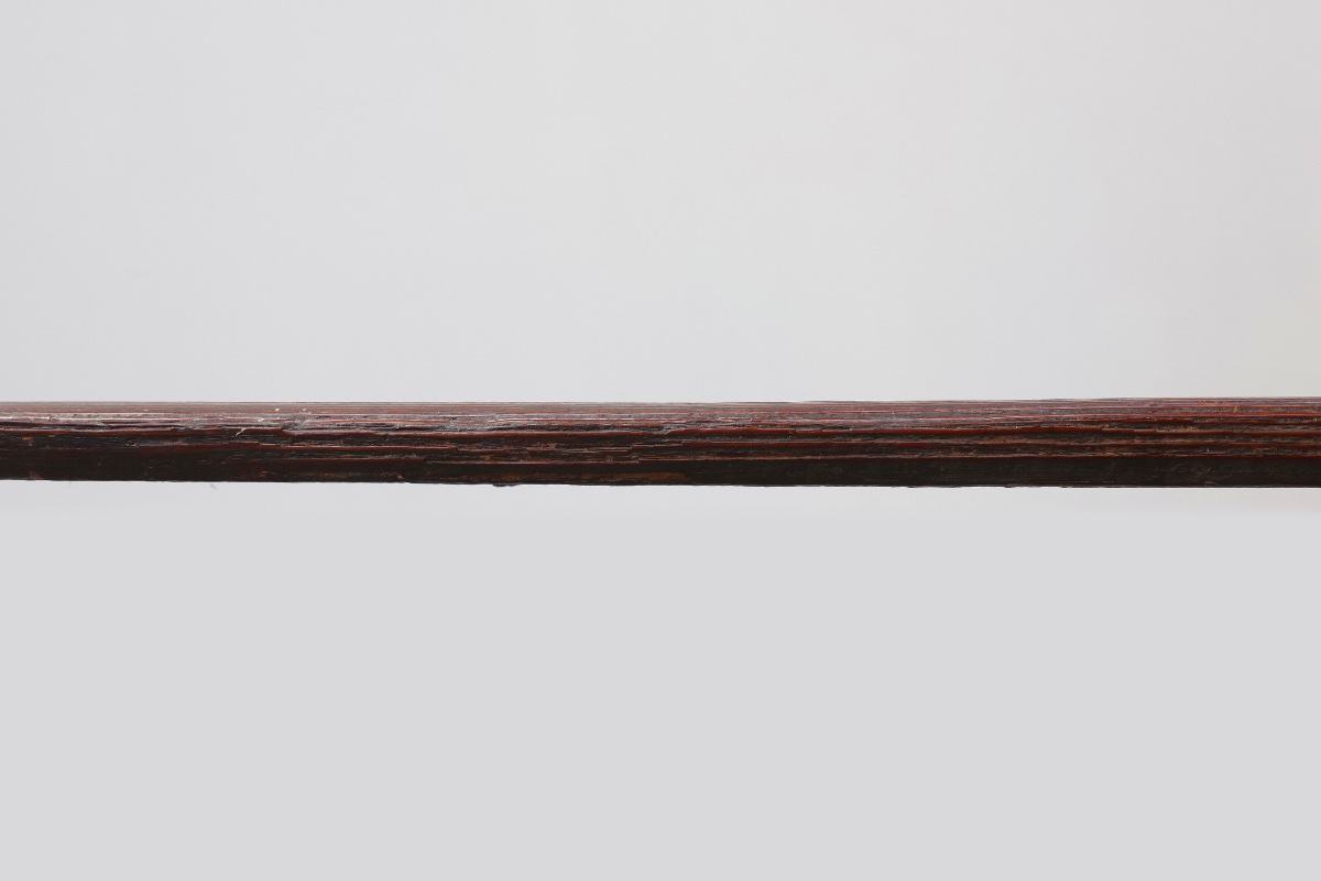 Banc rustique français en bois à pieds évasés, XIXe siècle-photo-5