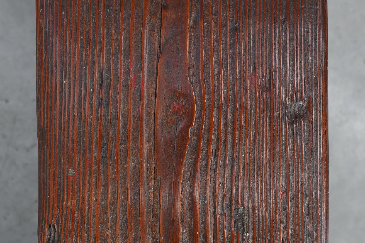 Banc rustique français en bois à pieds évasés, XIXe siècle-photo-7