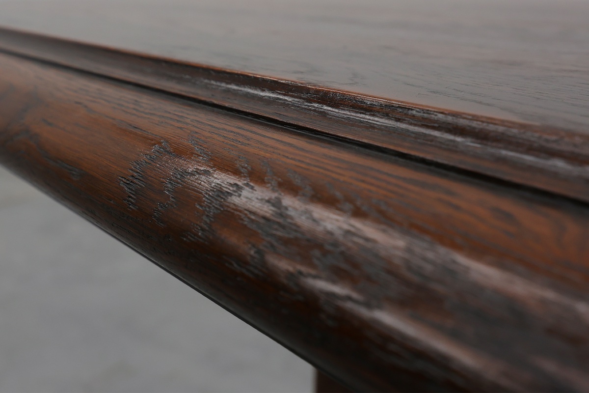 French Refectory Style Oak Dining Table With Turned Double Pedestal Base, 20th Century-photo-1