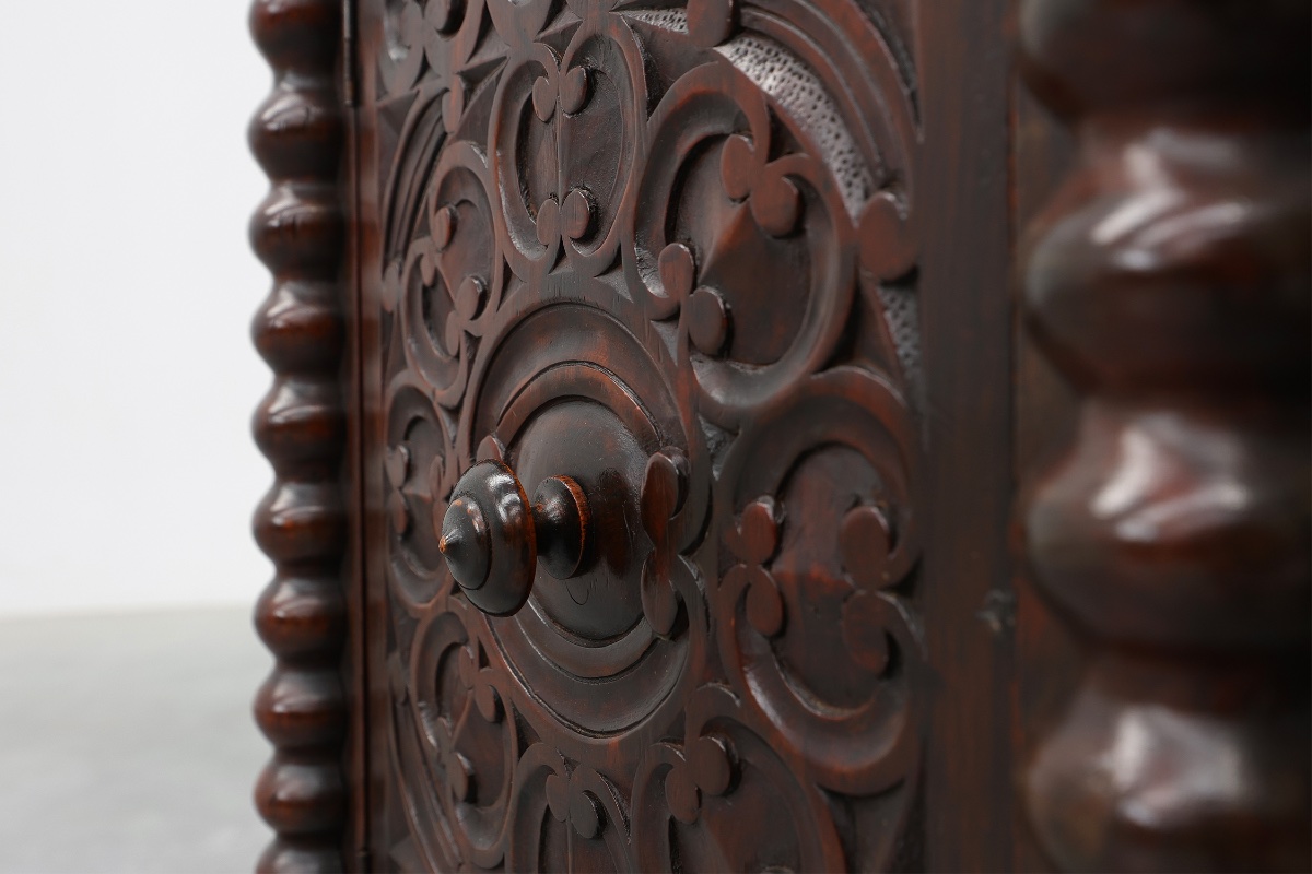 Pair Of Breton Carved Oak Bedside Cabinets, France, Circa 1900-photo-4
