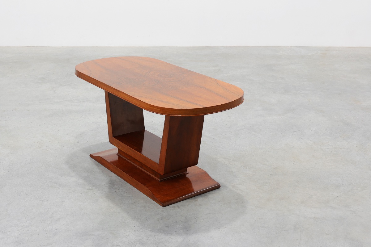 Art Deco Coffee Table In Walnut Veneer, Belgium, Circa 1920-photo-4