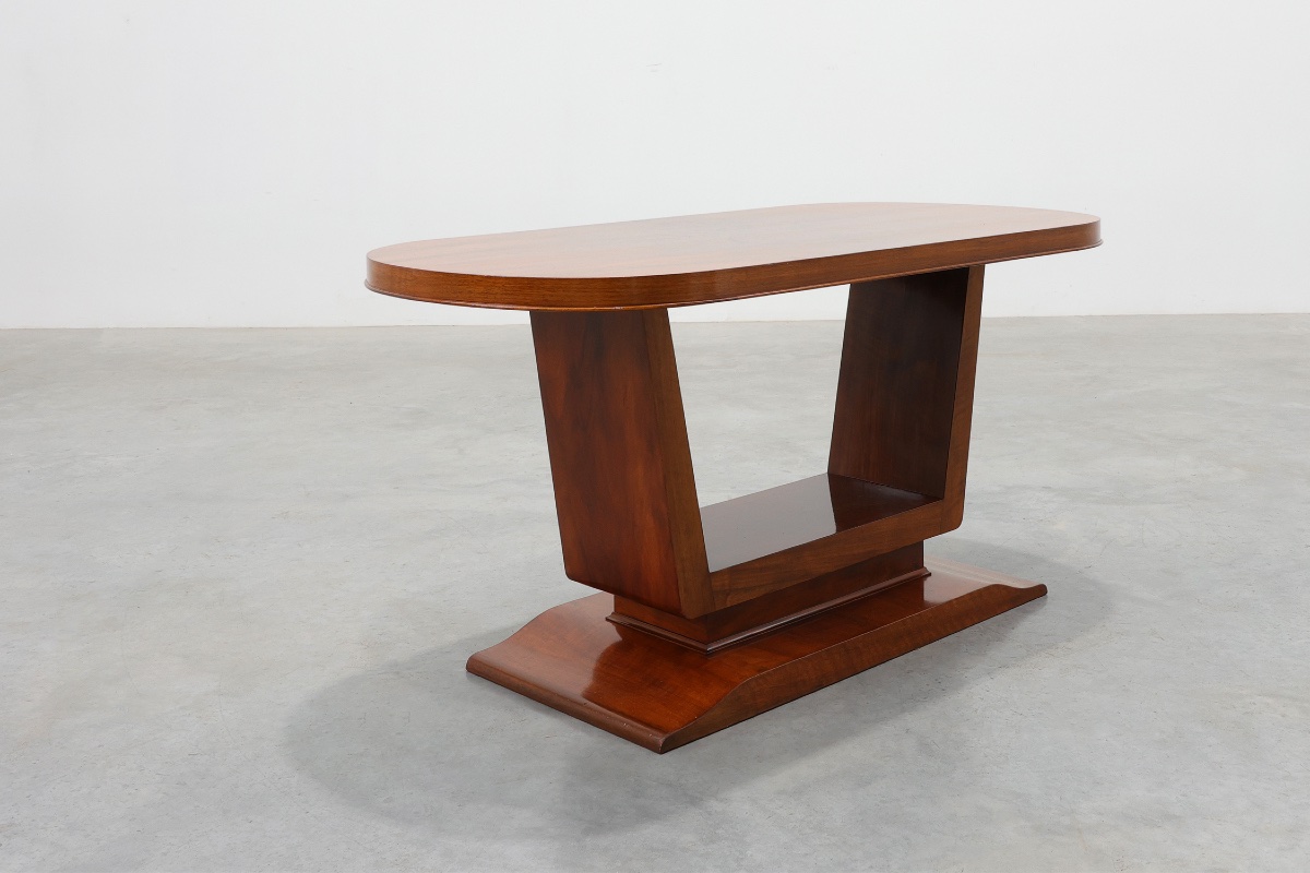 Art Deco Coffee Table In Walnut Veneer, Belgium, Circa 1920-photo-5