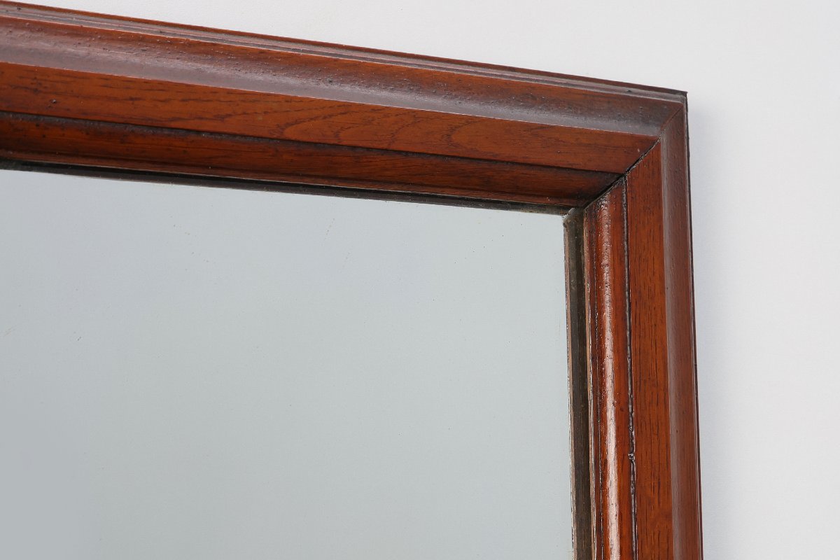Art Deco Tall Narrow Oak Mirror With Moulded Frame, Belgium, 1920-photo-4