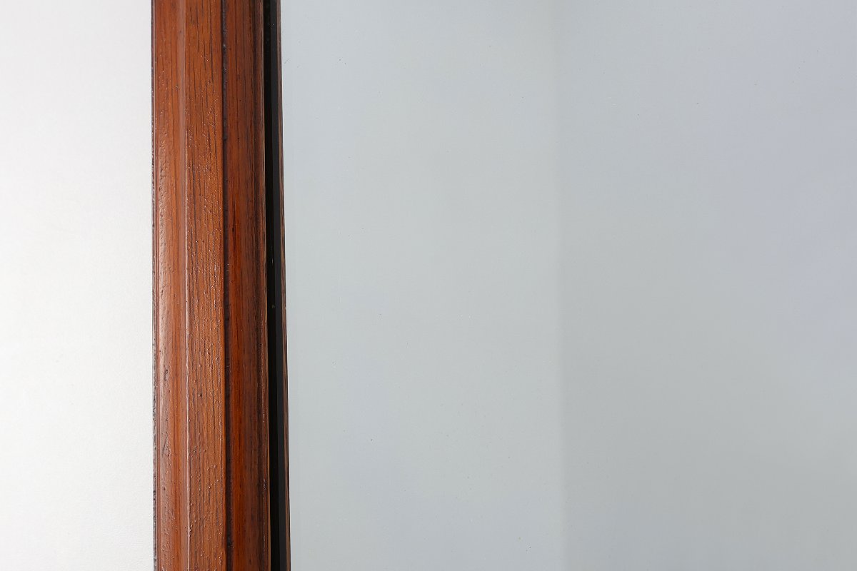 Art Deco Tall Narrow Oak Mirror With Moulded Frame, Belgium, 1920-photo-1