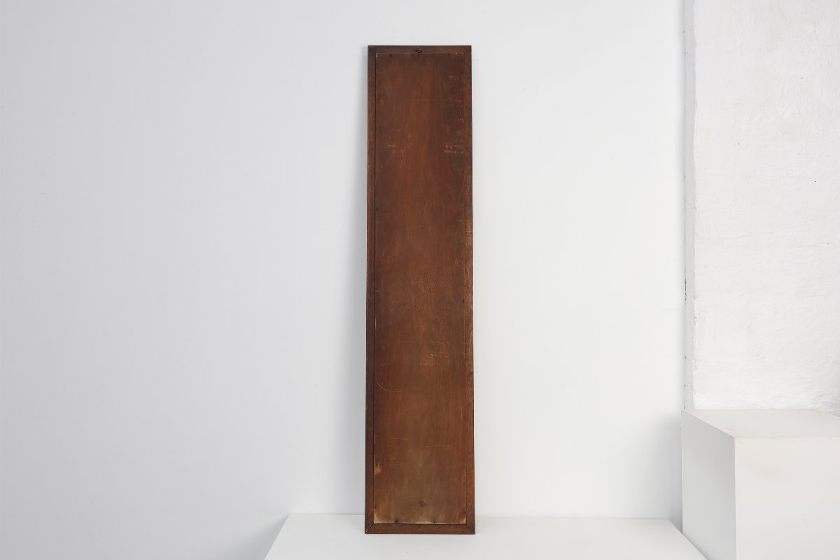 Art Deco Tall Narrow Oak Mirror With Moulded Frame, Belgium, 1920-photo-6
