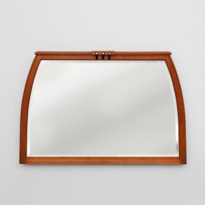 Rare Art Nouveau Oak Fireplace Mirror By Geo Vervanck With Faceted Mirror, Circa 1900
