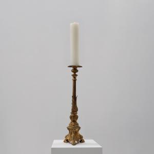 Large 18th Century Bronze And Copper Church Candlestick, France