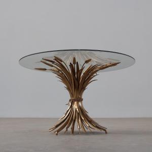 Table d'appoint en gerbe de blé dorée de style Hollywood Regency "Coco Chanel ", Italie, année