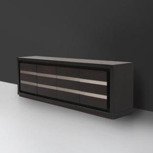      Mid-century Brutalist Belgian Black Oak Sideboard, Belgium, 1970s