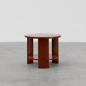 Art Deco Round Burl Veneer Coffee Table, France Circa 1920