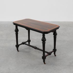 19th Century English Side Table With Geometric Wood Inlays By John Taylor