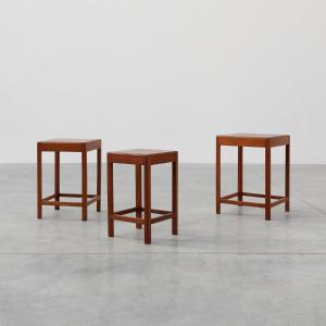 Ensemble de 3 tables gigognes en chêne de style Art Déco, France, vers 1925
