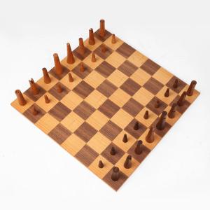 Rare jeu d'échecs De Coene avec sa boîte d'origine, attribué à Christophe Gevers, Belgique