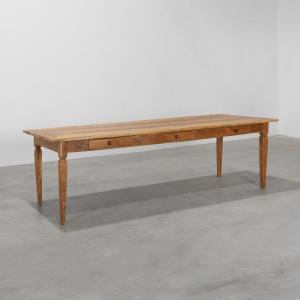 Large French Provencal Farmhouse Table In Elm Wood, France Circa 1850