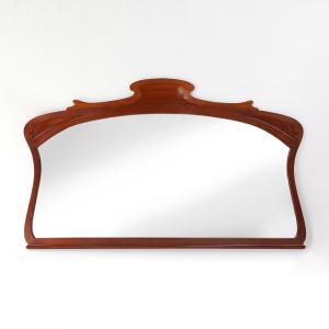 Grand miroir de cheminée Art nouveau sculpté à la main, France vers 1910