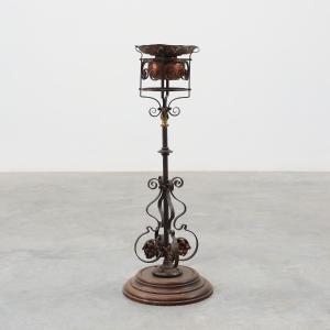Jardinière Art nouveau en métal et cuivre, France vers 1905