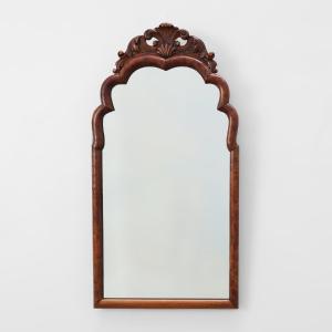      Louis XV-style Scalloped Burl Veneer Mirror, France, Late 19th Century