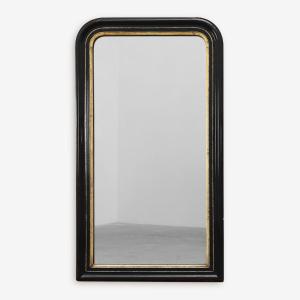 Miroir Louis-Philippe en bois laqué noir et doré, France, vers 1850