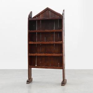 17th-century French Folk Art-style Chest Of Drawers With A Gabled Top, Made Of Chestnut Wood