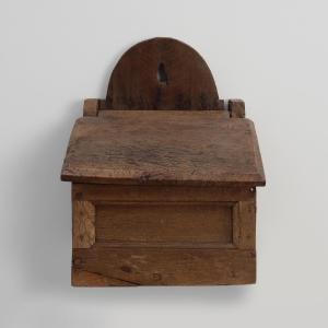Antique French Oak Wall Salt Box, Ca. 1850