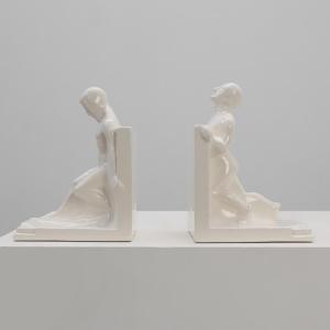 Pair Ceramic Bookends By Godofridus Boonekamp For Plateelbakkerij Schoonhoven