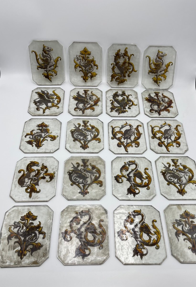 20 Heraldic Glass Plates 