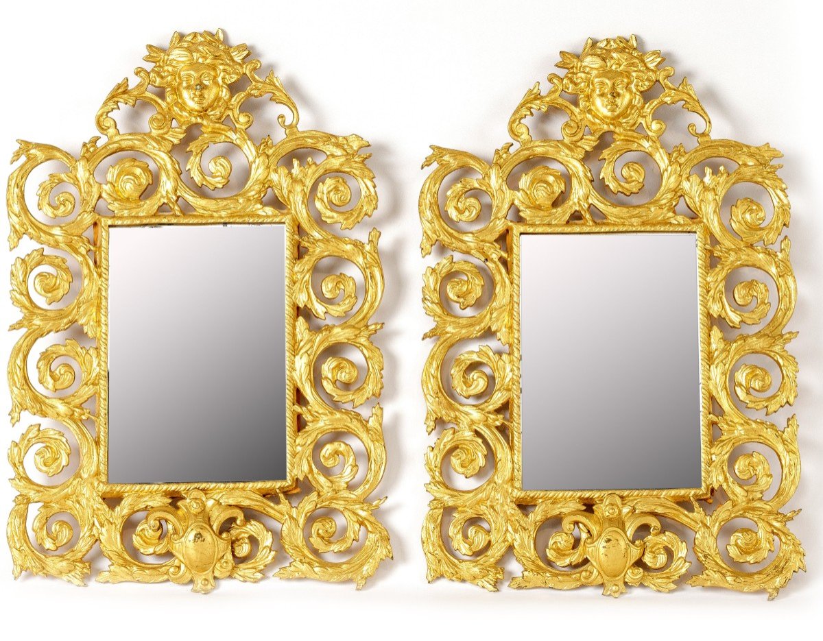 Pair Of Napoleon III Style Bronze Mirrors Late 19th Century