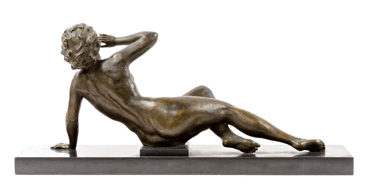 Sculpture En Bronze d'Une Femme Nue d'Epoque Art Deco-photo-4