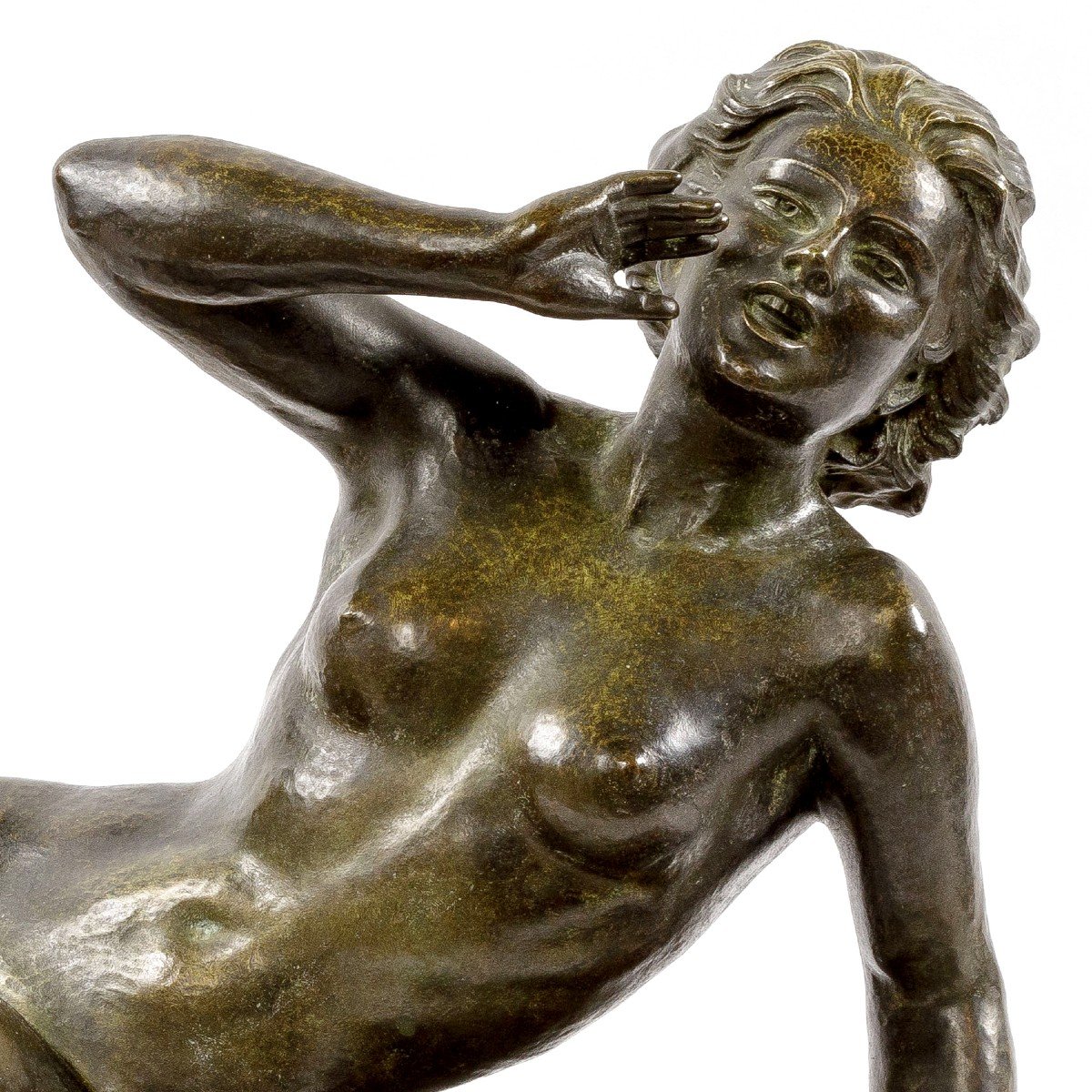 Sculpture En Bronze d'Une Femme Nue d'Epoque Art Deco-photo-3