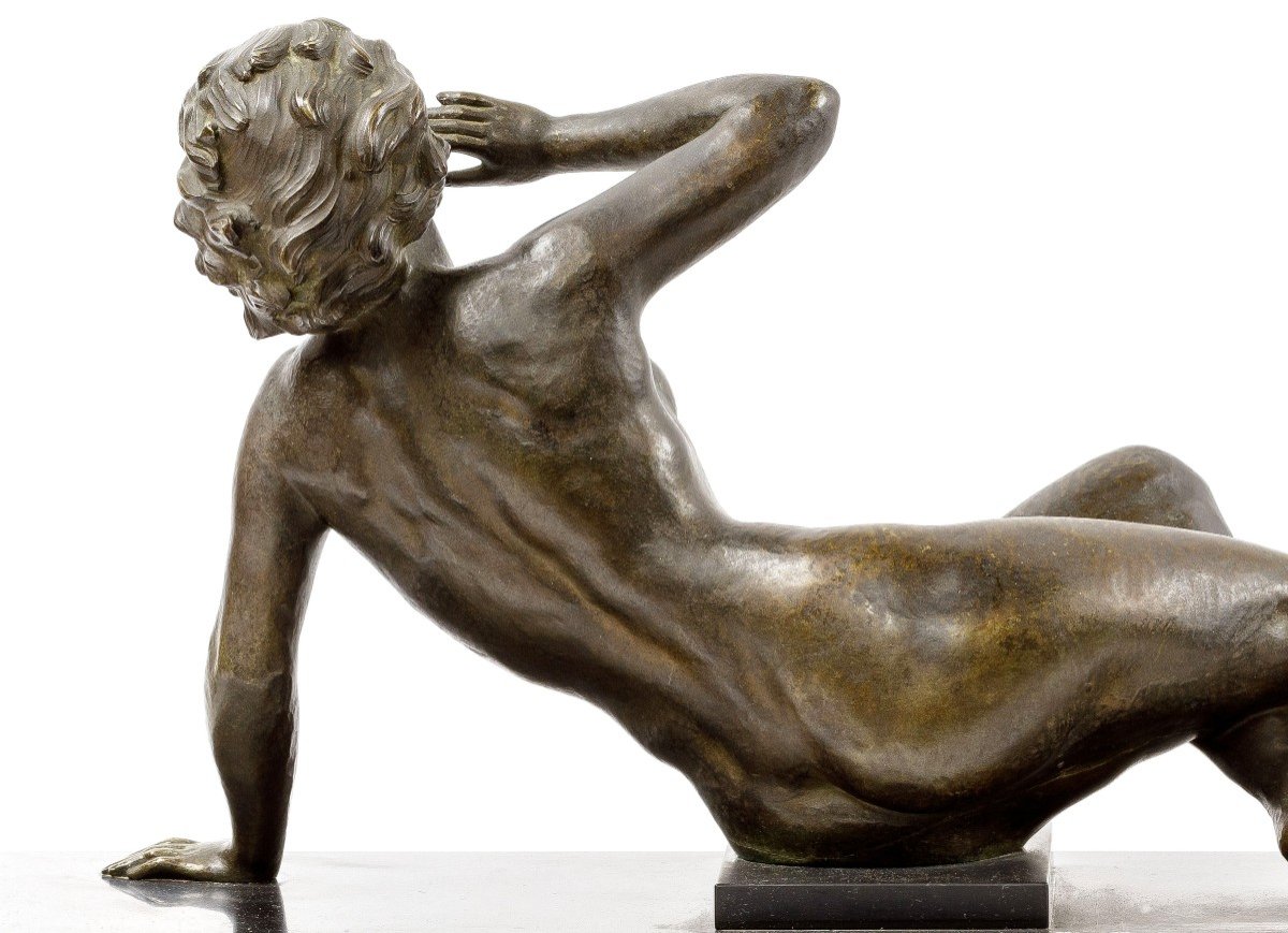 Sculpture En Bronze d'Une Femme Nue d'Epoque Art Deco-photo-4