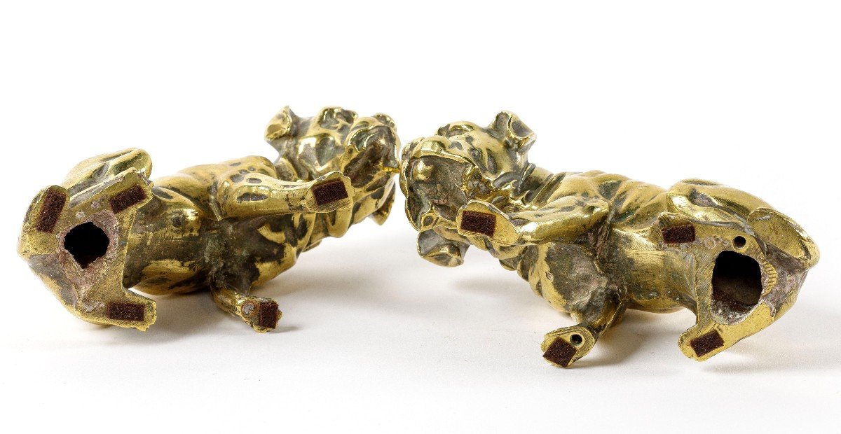 Pair Of 19th Century Bronze Dogs-photo-4