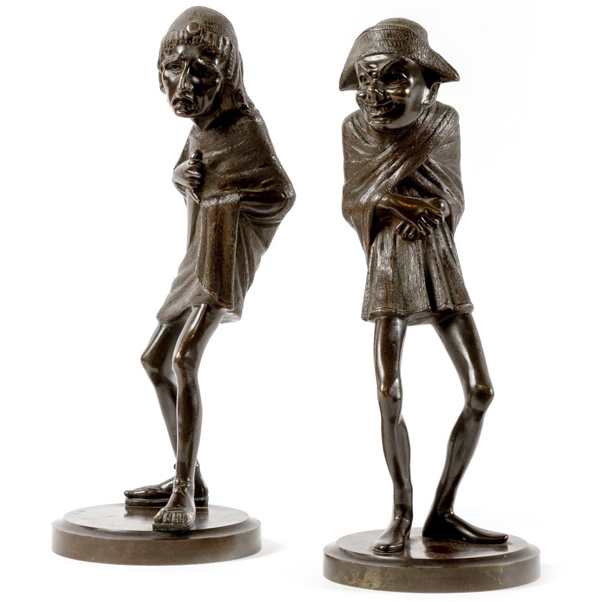 Pair Of Bronze Comedy Figures Early 20th Century