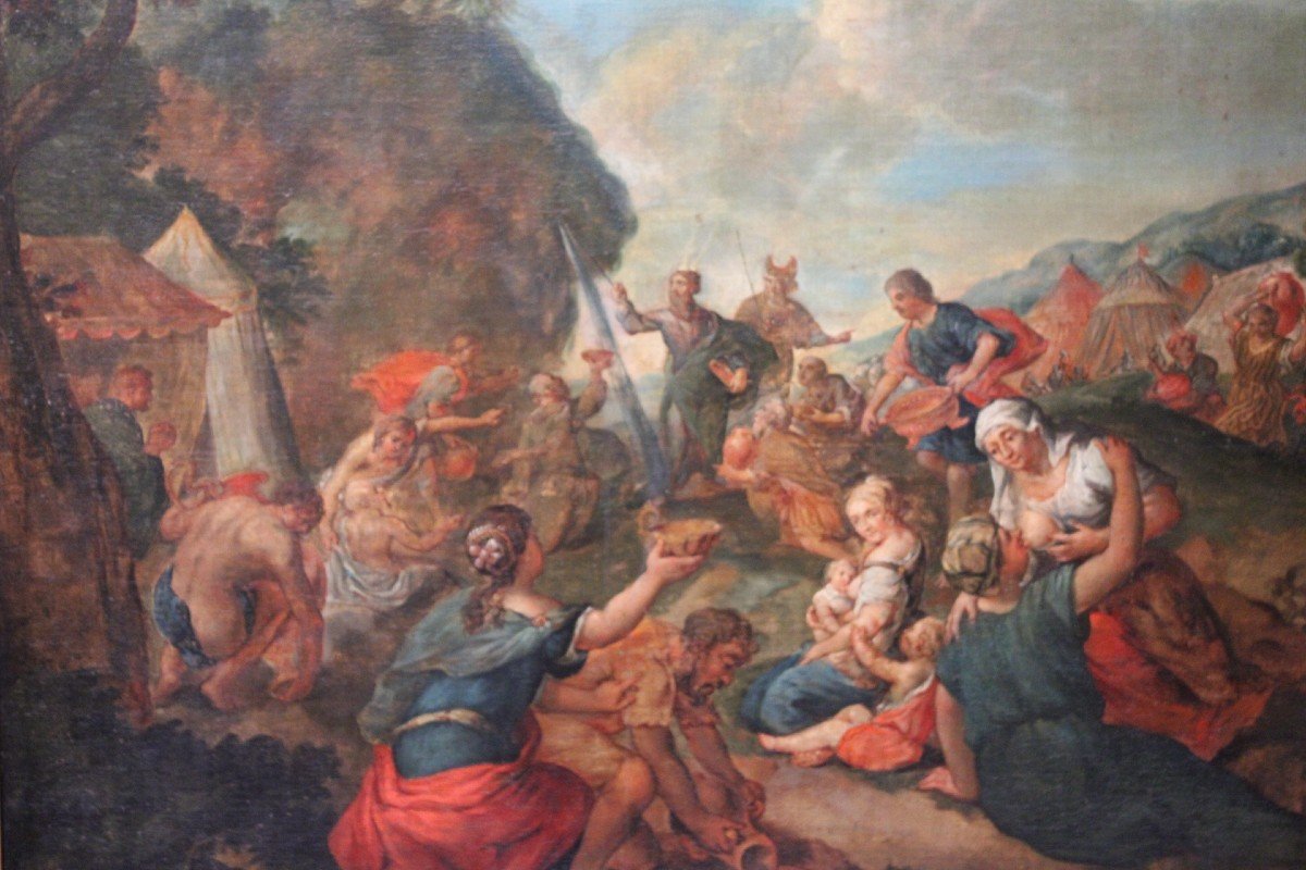 18th Century Painting "miracle Of Moses" -photo-2