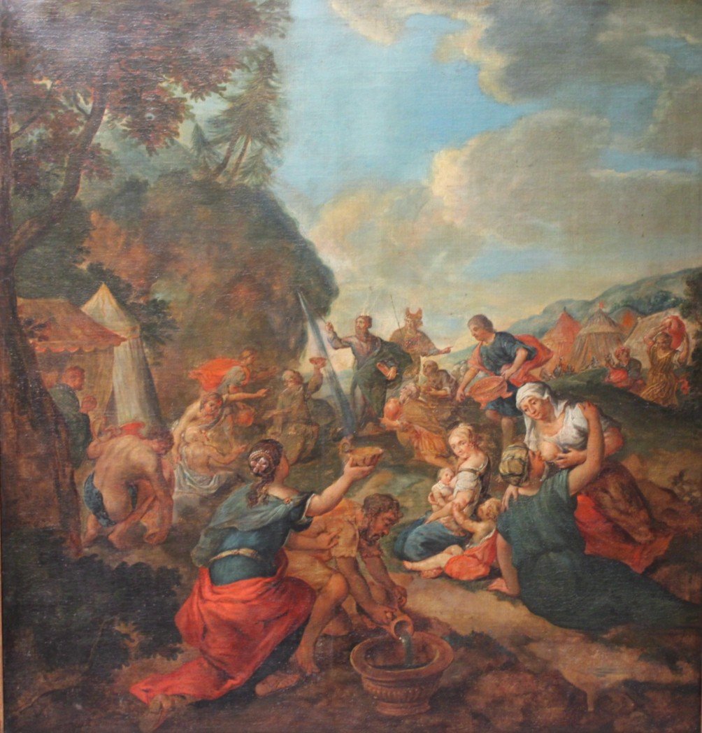 18th Century Painting "miracle Of Moses" 