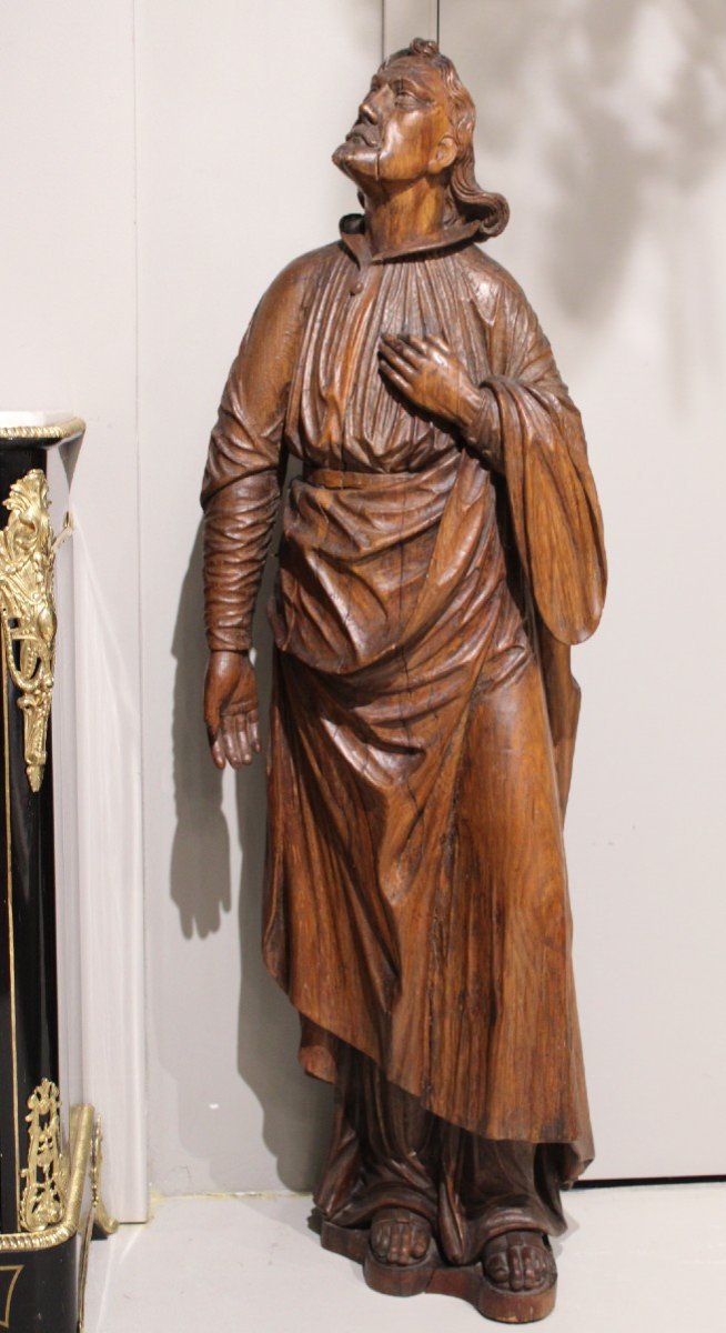 statue 19eme sculpte en chene "Saint Jean l'Evangeliste"-photo-2