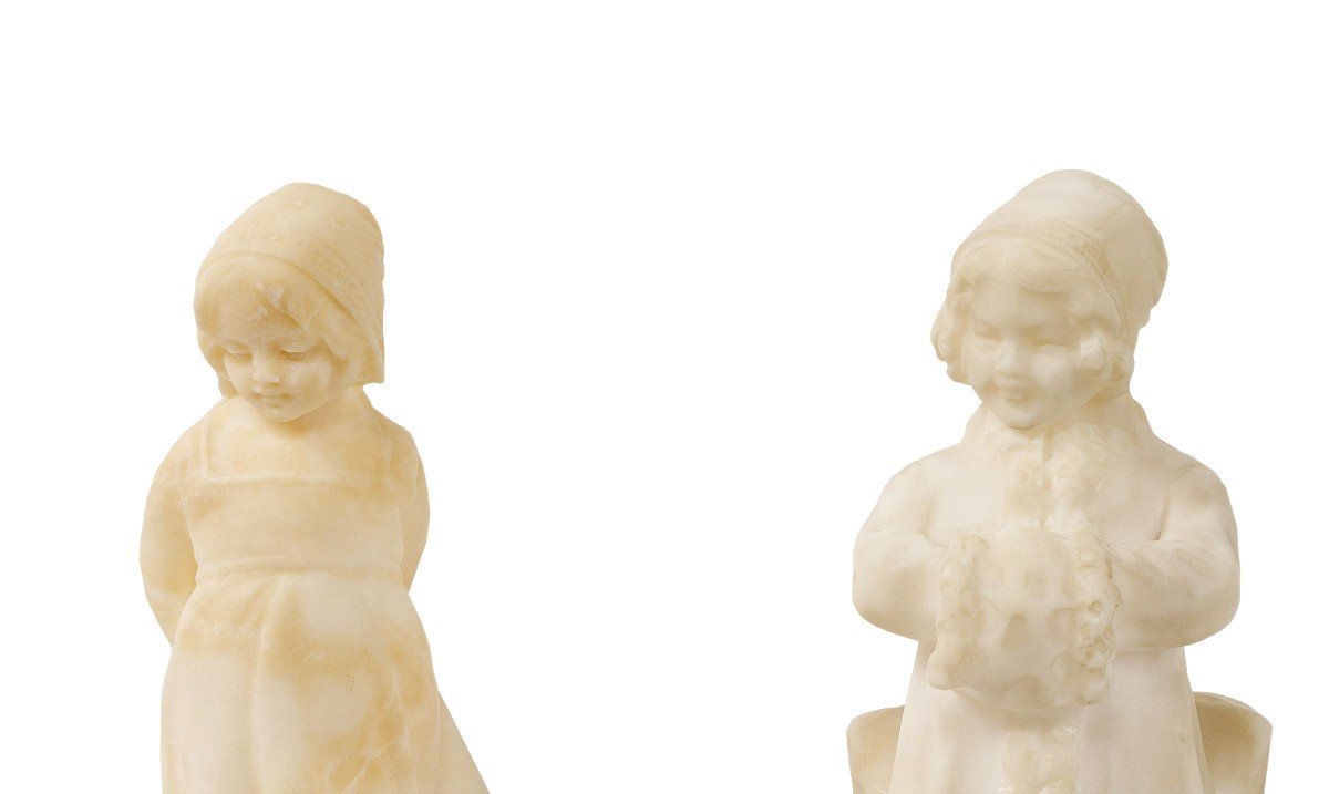 Pair Of Alabaster Sculptures 19th Century-photo-1