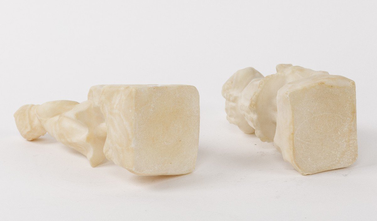 Pair Of Alabaster Sculptures 19th Century-photo-2