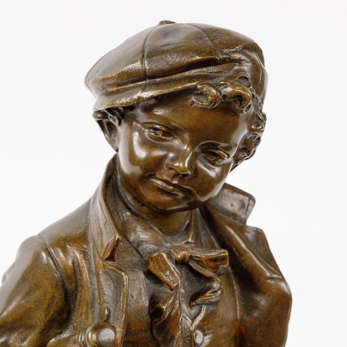 Bronze Sculpture Of A Boy "sportsman", Around 1900's Signed Picciole-photo-2
