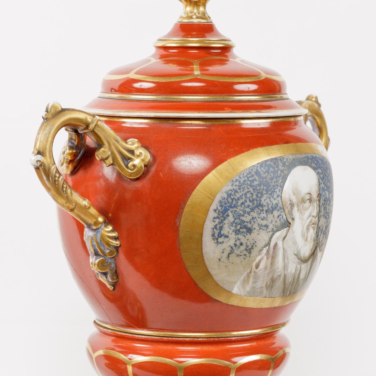 Paire De Vases En Porcelaine Peint Vieux Paris 19eme-photo-2