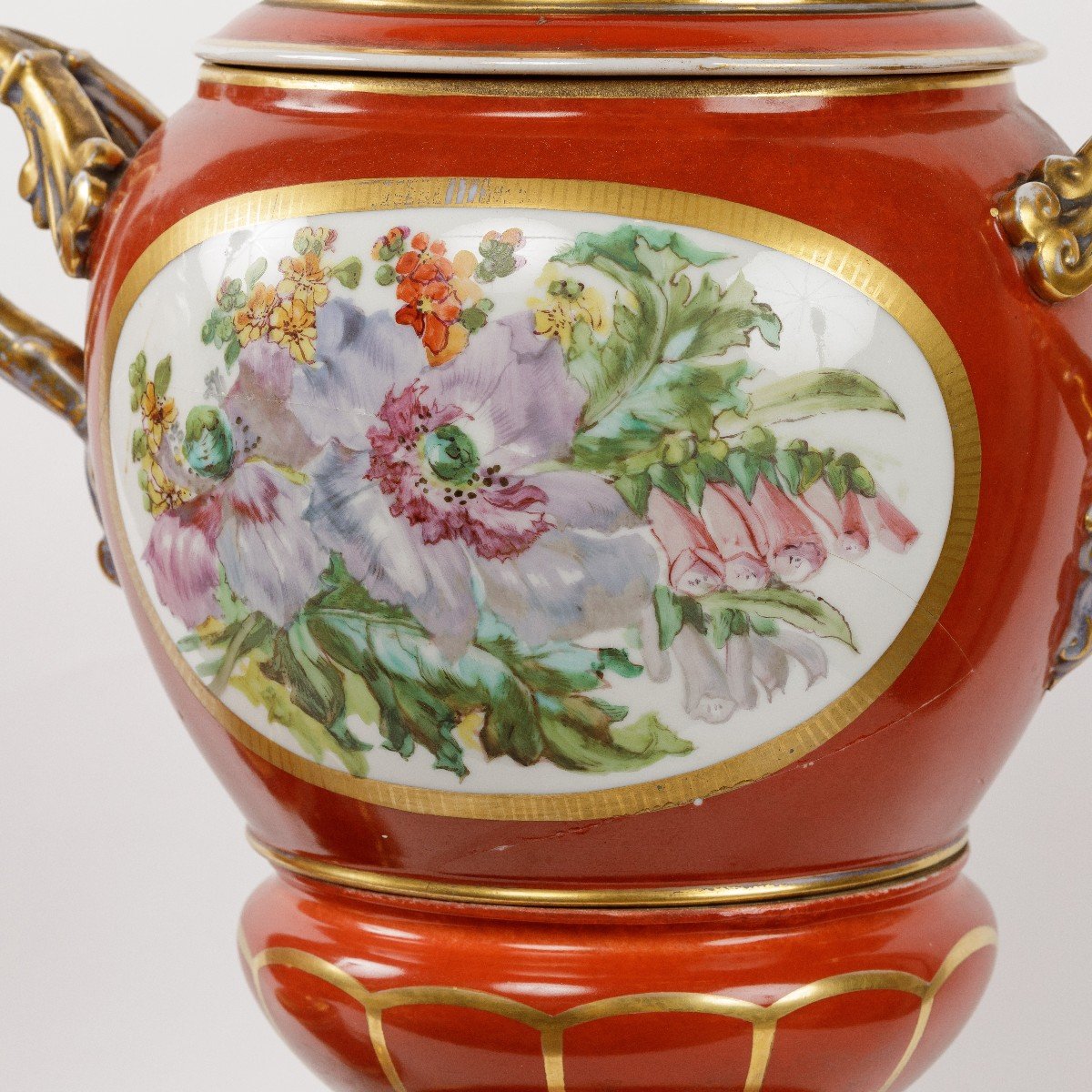 Paire De Vases En Porcelaine Peint Vieux Paris 19eme-photo-4