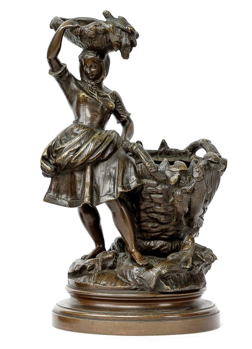 Paire De Sculptures 19eme En Bronze  "la Famille De Pêcheurs"-photo-5