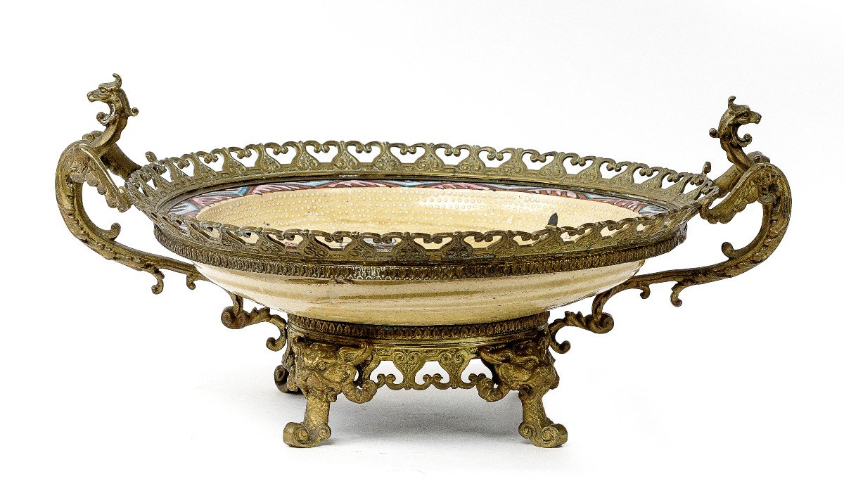 Grand Assiette Centre De Table En Céramique Japonaise 19eme -photo-2