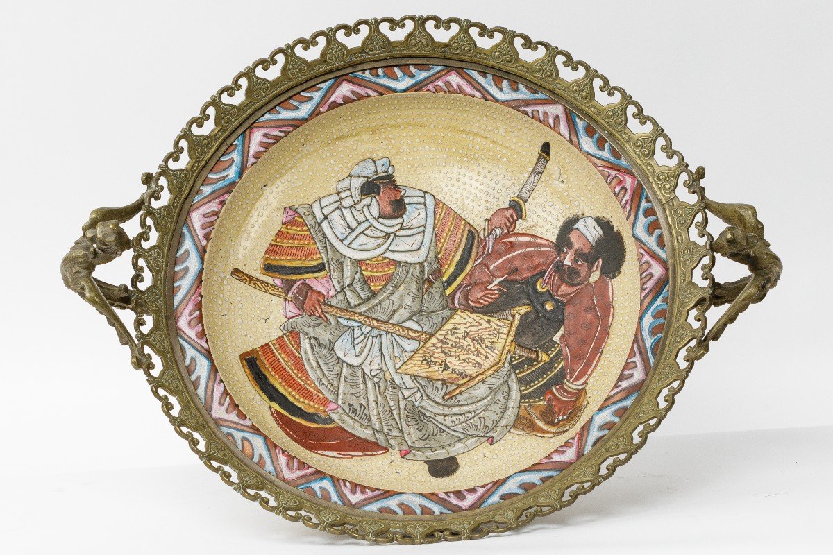 19th Century Japanese Ceramic Large Plate Centerpiece 