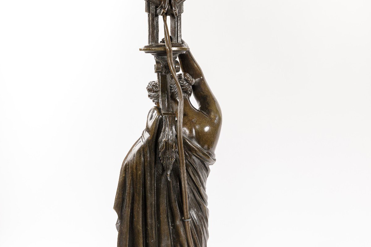Pair Of French Bronze Napoleon III Period Table Lamps-photo-5