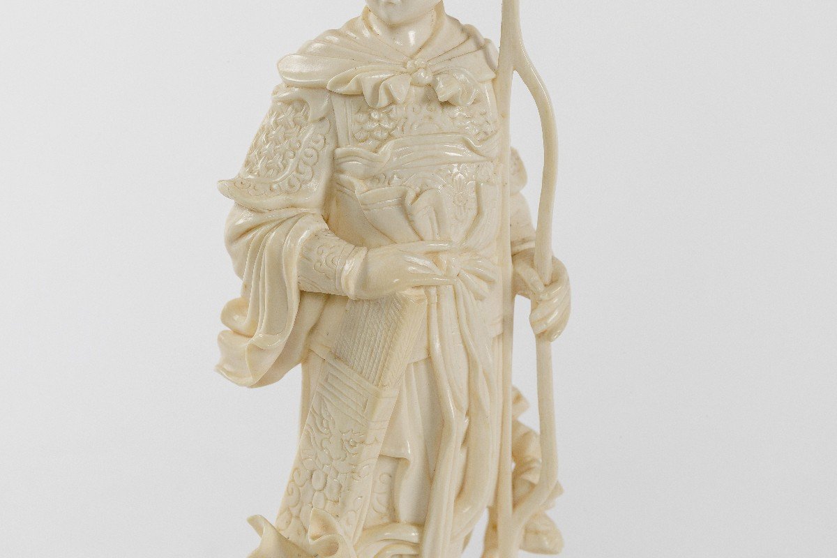 Ivory Sculpture Of A Young Girl Archer-photo-2